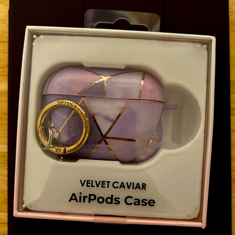 Velvet Caviar AirPods Pro Purple Geometric Marble Case